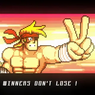 👊 WINNERS DON'T LOSE! pixel art, game character, winner, peace sign telegram sticker
