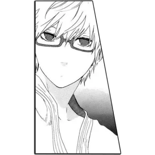 😕 Anime, Manga, Personnage, Lunettes, Noir et blanc telegram sticker
