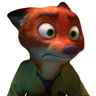 😶 Nick Wilde Zootopia zorro, dibujos animados, animado, zootrópolis, nick wilde, disney, personaje telegram sticker