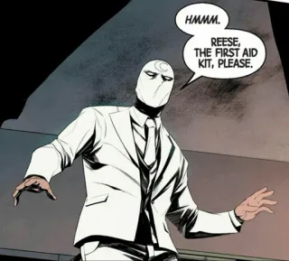 🌙 Moon Knight HMM.
REESE, THE FIRST AID KIT, PLEASE. ซูเปอร์ฮีโร่, การ์ตูน, มาร์เวล, มูนไนท์, ชุดสีขาว whatsapp sticker