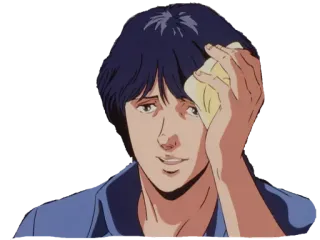 😫 anime, homem, rosto, suor, chateado, triste, exaustão telegram sticker