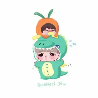 🍭 @milkteethJm_ süß, Cartoon, Anime, Chibi, Kawaii, Illustration, Kunst, Dinosaurier telegram sticker
