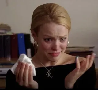 🌟 Regina George Mean Girls phim, nhân vật, Mean Girls, Regina George, buồn, khóc, Rachel McAdams telegram sticker