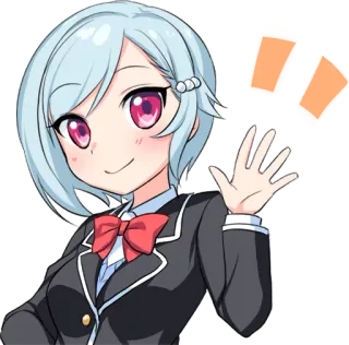 🖐 Anime, Chibi, Meisje, Zwaaien, Schattig, Manga, Cartoon telegram sticker