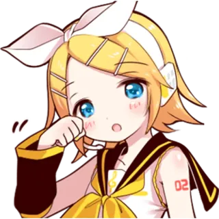 😪 Rin Kagamine 02 Anime, Vocaloid, Kawaii, Süß, Kagamine Rin, Gelbe Haare, Weinend telegram sticker