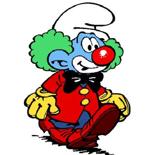 😛 Clumsy Smurf สเมิร์ฟ, ตัวตลก, การ์ตูน, สีน้ำเงิน, สีแดง whatsapp sticker
