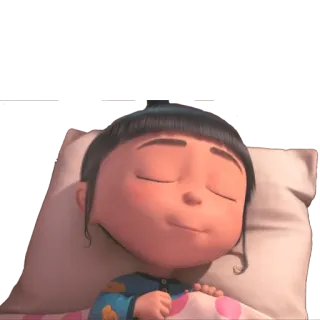🌙 Agnes Despicable Me Dessin animé, Fille, Dormir, Lit, Oreiller telegram sticker