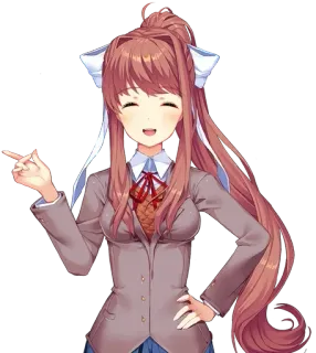 😅 Monika Doki Doki Literature Club! Monika, anime, Doki Doki Literature Club, video game, character, cute telegram sticker