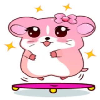 😶 hamster, cute, kawaii, cartoon, pink, stars telegram sticker