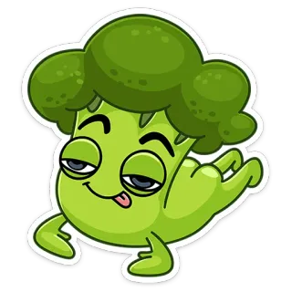 😋 브로콜리, 채소, 만화, 음식, 웃긴, 귀여운, 스티커 telegram sticker
