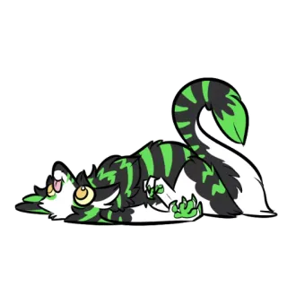 😛 animal, cat, lying down, cartoon, green, sticker whatsapp sticker