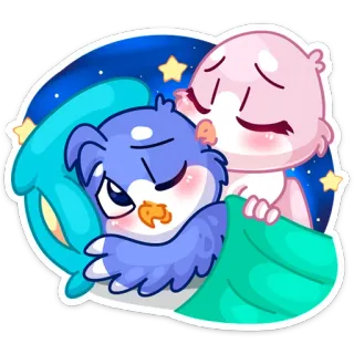 😴 Мультфильм, Сон, Кавай, Милый, Животные, Спокойной ночи, Сладких снов telegram sticker