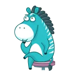 🤔 zebra, cartoon, dier, zittend, denkend telegram sticker