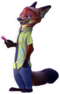 😉 Nick Wilde Zootopia fox, cartoon, disney, character, anthropomorphic, zootopia, nick wilde, lollipop telegram sticker