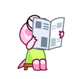 📰 I WANT A cartoon, reading, news, pink, character telegram sticker