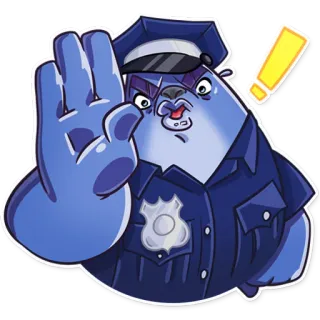 ✋ policía, agente, dibujo animado, animal, oso, gesto, mano whatsapp sticker