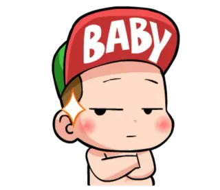 😒 BABY bebé, dibujos animados, personaje, lindo, gracioso, sombrero rojo telegram sticker