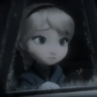 🌨 Elsa Frozen Elsa, La Reine des Neiges, Disney, Triste, Dessin animé, Fille telegram sticker