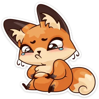 😢 lis, smutny, płacz, słodki, zwierzę, kreskówka telegram sticker