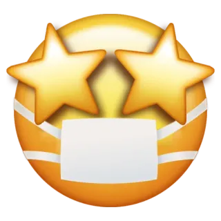 🤩 Emoji, Wajah, Bintang, Masker, Kuning, Ekspresi whatsapp sticker