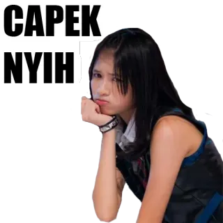 😔 CAPEK NYIH lelah, ekspresi, wanita, capek, nyengir whatsapp sticker