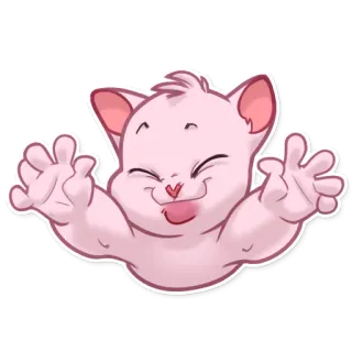 🤗 แมว, สีชมพู, น่ารัก, สติกเกอร์, สัตว์, การ์ตูน telegram sticker