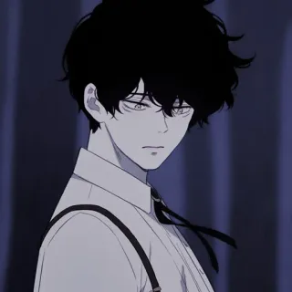 ☕️ anime, boy, monochrome, portrait whatsapp sticker