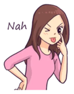 😜 Nak desenho animado, menina, piscadela, rosa, engraçado telegram sticker