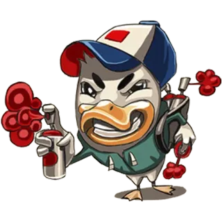 🔮 pato, desenho animado, grafite, tinta spray, arte, personagem whatsapp sticker