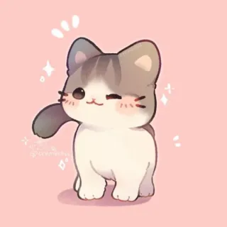 🐱 chat, mignon, kawaii, animal, dessin animé, clin d'oeil, animal de compagnie telegram sticker