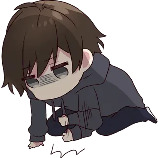 😤 Anime, Triste, Chibi, Dibujos animados, Chico, Cansado telegram sticker