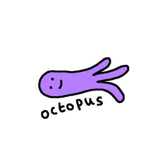 🐙 octopus pulpo, animal, criatura marina, morado, dibujo animado telegram sticker