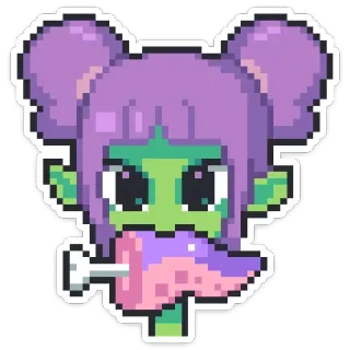 😡 sticker, alien, pixelkunst, cartoon, mädchen whatsapp sticker