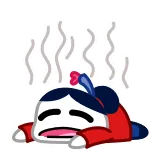😩 agotado, cansado, acostado, sudando, personaje, triste telegram sticker