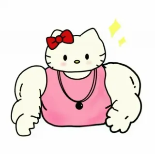 🍓 Hello Kitty Hello Kitty, muscles, funny, cartoon, strong telegram sticker