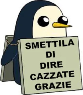 🐧 SMETTILA DI DIRE CAZZATE GRAZIE pingwin, obraźliwe, włoski, obelga telegram sticker