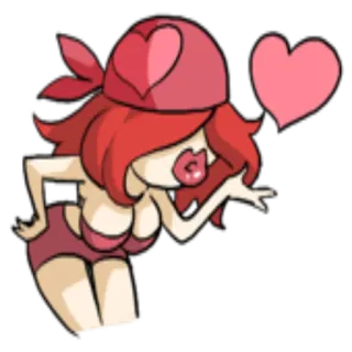 😘 kartun, wanita, hati, ciuman, cinta, merah whatsapp sticker