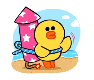 🚀 canard, feu d'artifice, plage, étoiles, dessin animé, personnage, célébration telegram sticker