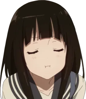 😑 anime, girl, black hair, cute, school uniform, pouting telegram sticker