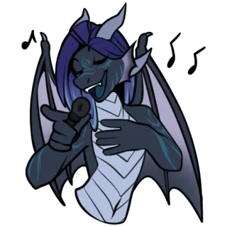 😄 dragon, singing, microphone, music, cartoon, art, fantasy telegram sticker
