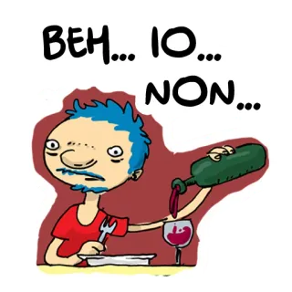 🍷 BEH... IO... NON... wino, włoski, kreskówka, śmieszne telegram sticker