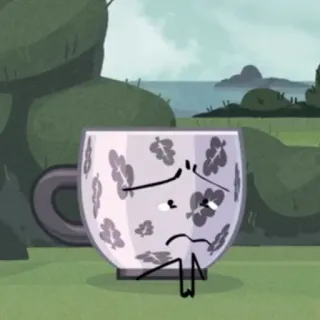 😢 taza, personaje taza, programa de objetos, triste, taza de té whatsapp sticker