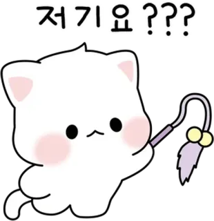 🐈 저기요???? gato, fofo, kawaii, animal, chibi, desenho animado telegram sticker