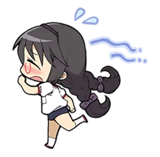 😭 애니메이션, 치비, 달리기, 카와이 telegram sticker
