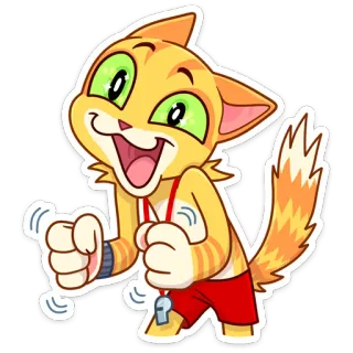 🤩 gato, salvavidas, dibujo animado, animal, alegre, amigable whatsapp sticker
