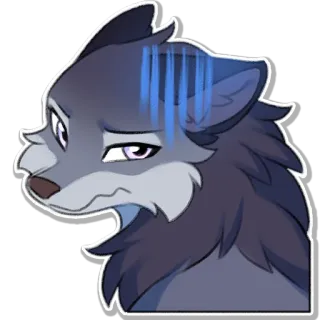 😨 wolf, sad, cartoon, animal, blue telegram sticker