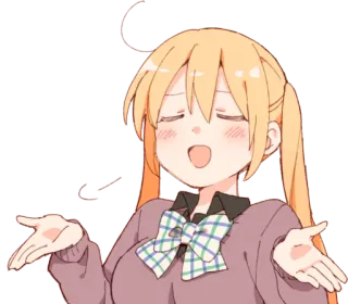 🙌 Anime, Mädchen, Schulterzucken, Gleichgültig, Cartoon, Pose, Fragend telegram sticker