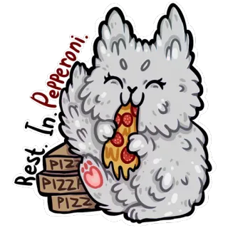 🍕 Best in Pepperoni 고양이, 피자, 페퍼로니, 귀여운, 만화, 음식 telegram sticker