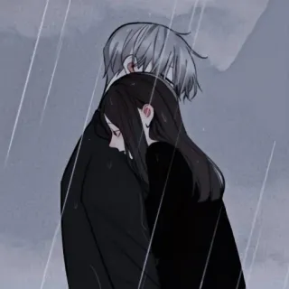 🇬🇷 paar, umarmung, regen, traurig, anime, manga telegram sticker