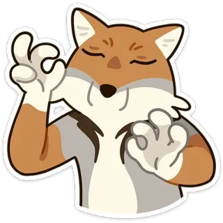 👌 renard, animal, autocollant, dessin animé, parfait, geste ok, approbation whatsapp sticker